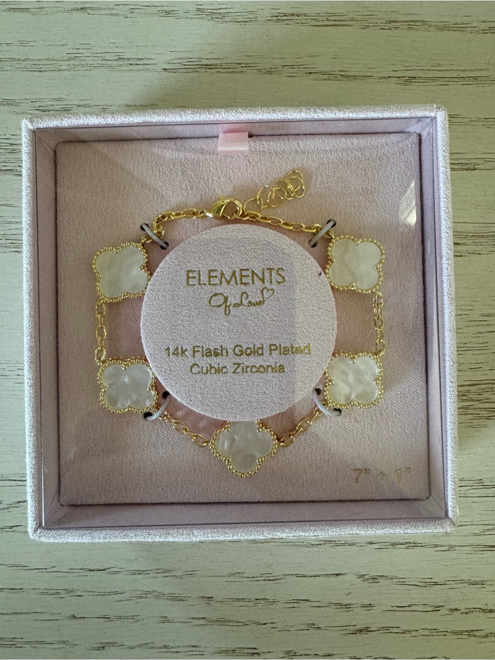 Element of Love 14k Flash Gold-Plated Bracelet With White Mother-of-Pearl Clover